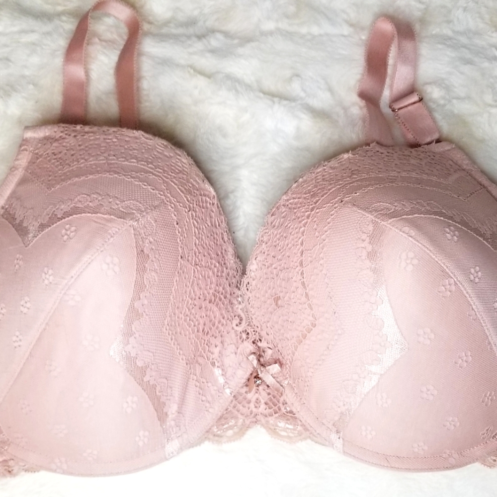 Smart and Sexy Soft Baby Pink Lace Padded Bra 38DDD